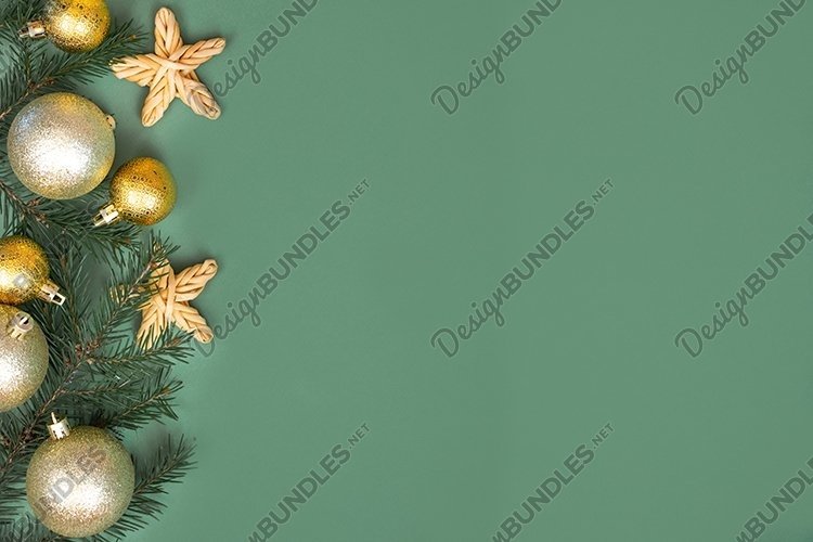 Christmas card with New Year's gold decor. example image 1