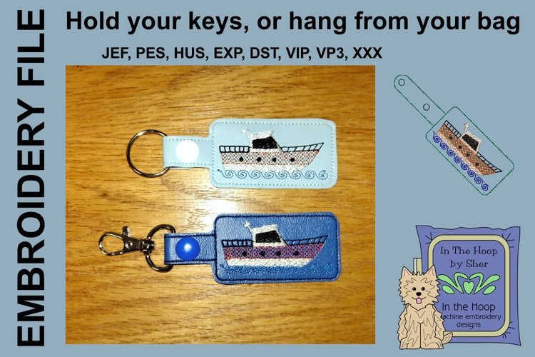 ITH Boating Life Vinyl Key Fob or Bag Tag - Snap example image 1