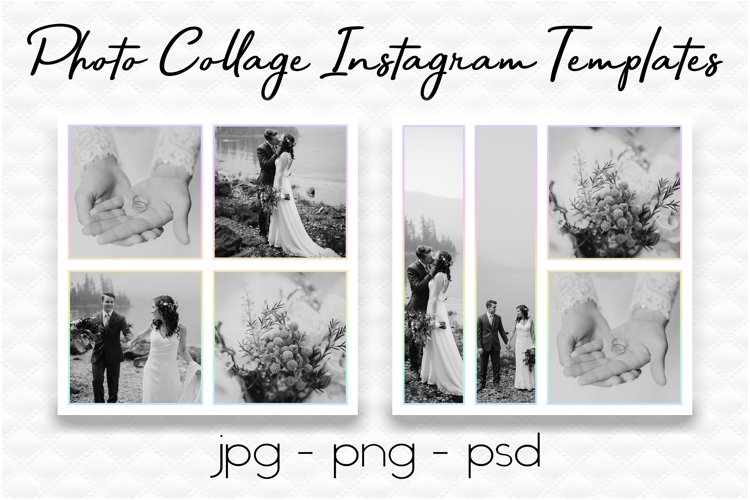 White & Rainbow Gold Instagram Templates | Social Media Temp example image 1