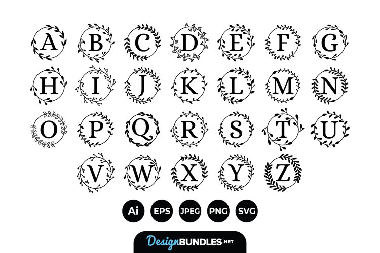 Monogram Wreaths Alphabets