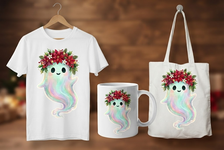 Cute Christmas Ghost Holiday Design