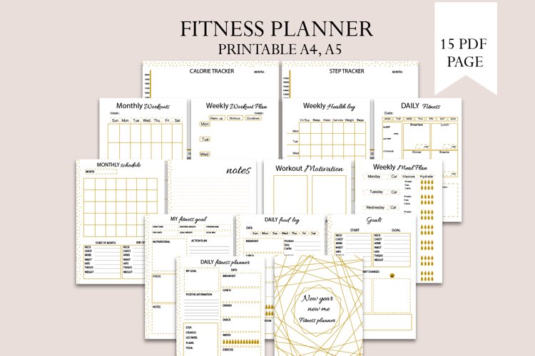 Fitness planner, Goal planner, New year new me planner example image 1