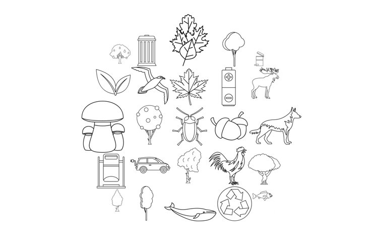 Reserve icons set, outline style