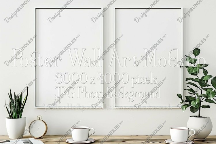 Poster Mockup, Modern 2 Frame Wall Art Mockup Photograph 28 example image 1