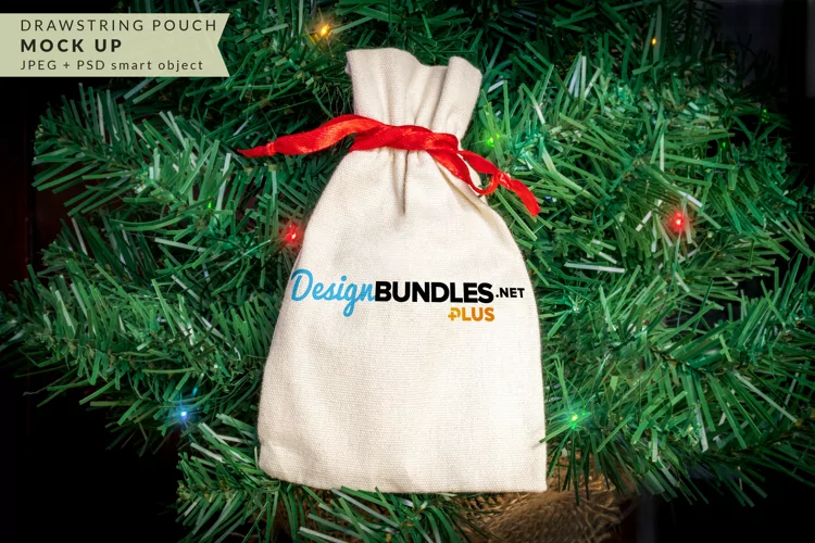 Drawstring Pouch mock up for Christmas