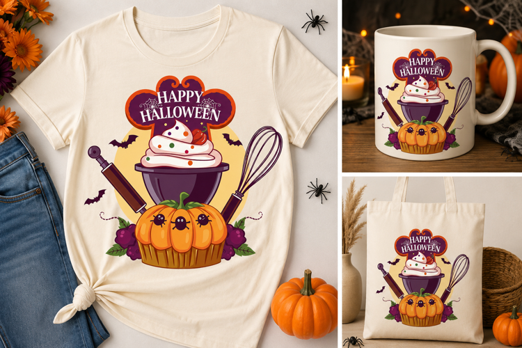 Happy Halloween Cupcake PNG | Cute Baking Halloween Design