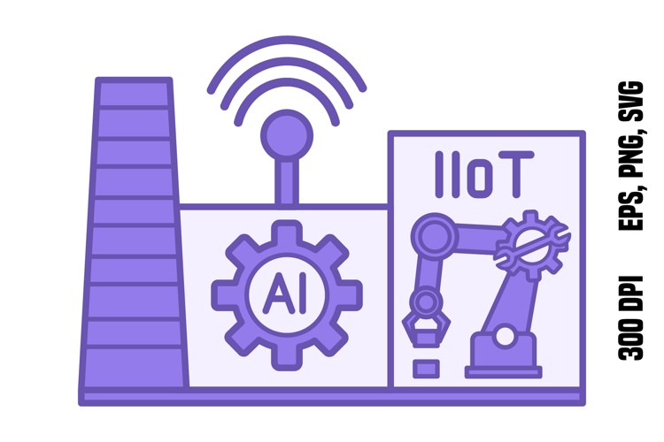 Purple Smart Manufacturing Hub Icon