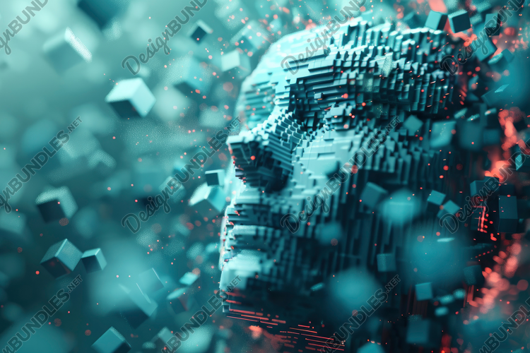 3D Dissolving Human Head Background Wallpaper