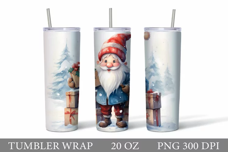 Gnome Tumbler Sublimation. Christmas Gnome Tumbler Design