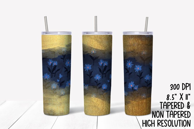 Blue & Gold Sublimation Tumbler example image 1