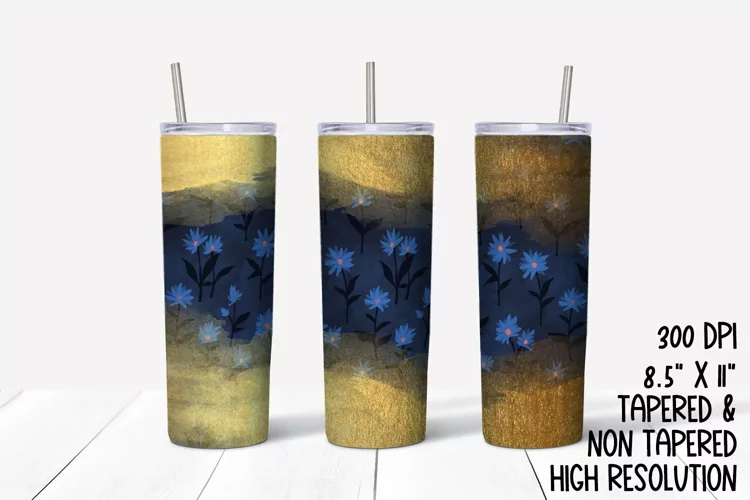 Blue & Gold Sublimation Tumbler