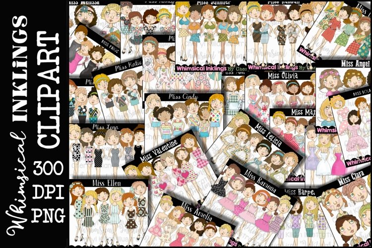 Lovely Miss BIG Clipart-Sublimation Bundle example image 1