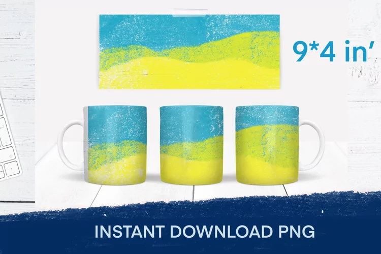 Ukrainian flag. Yellow and blue mug sublimation. Ukraine