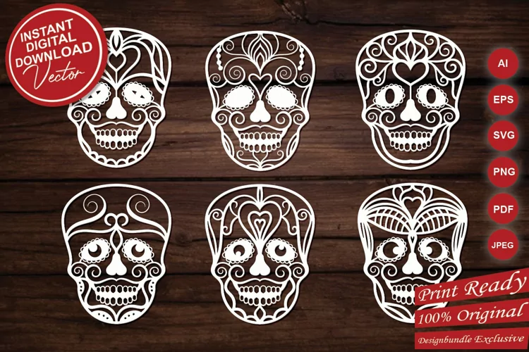 Funny Floral Skull Illustrations