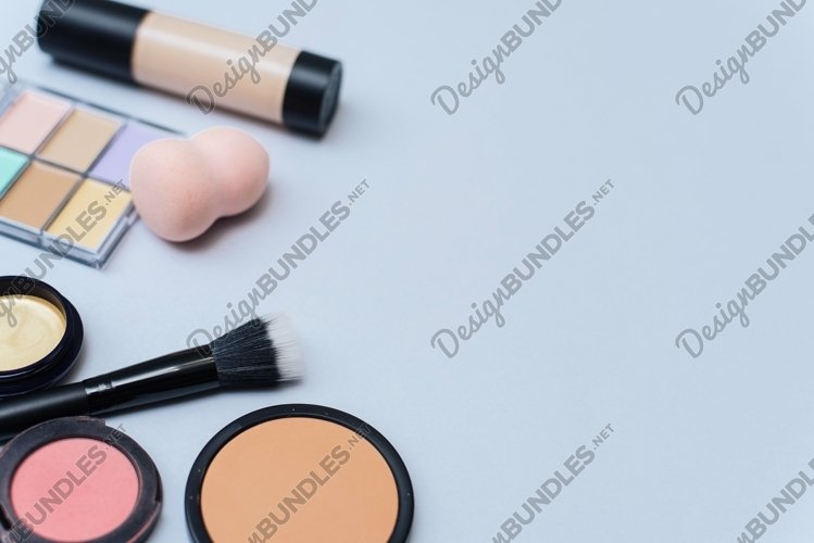 Set of decorative cosmetics. Copy space. example image 1