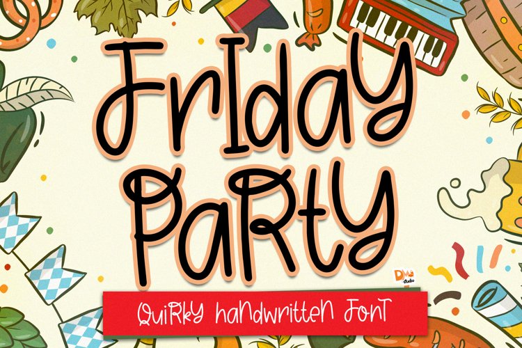 Friday Party - Quirky Handwritten Font example image 1