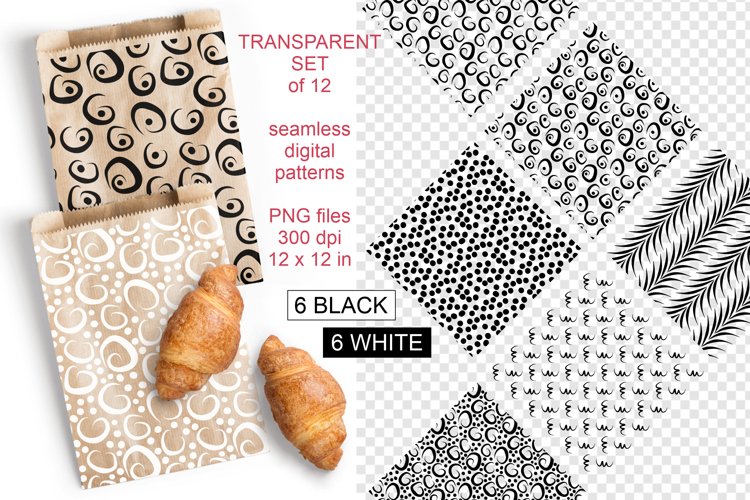 Black Hand Drawn Patterned Seamless Transparent PNG Set 2 example image 1