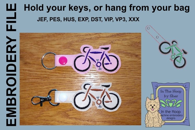 ITH Road Bike Key Fob - Embroidery Design example image 1