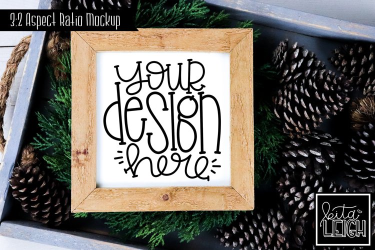 Square Sign Fall and Christmas Mockup | Stylized Photo example image 1