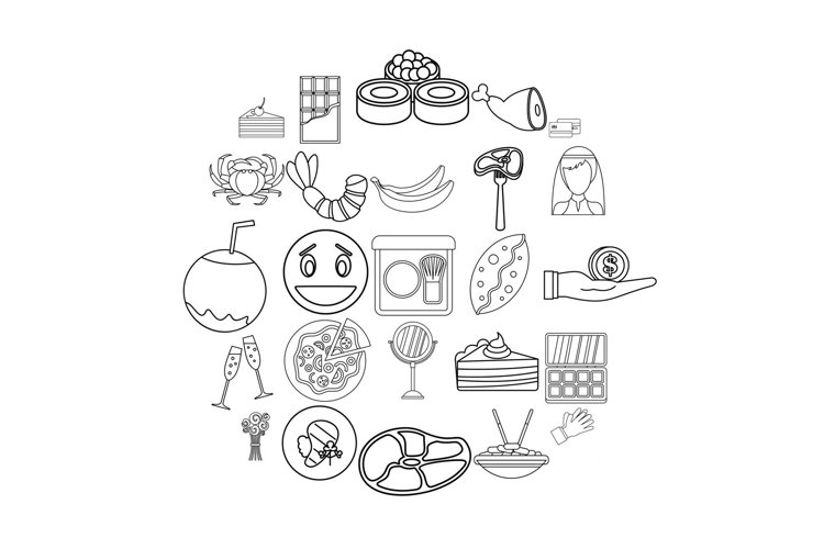 Entertain icons set, outline style