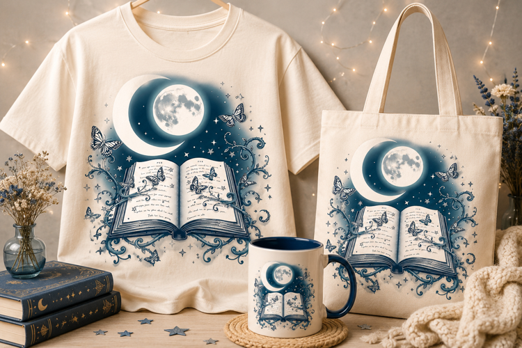 Moon Book PNG | Celestial Butterfly Gothic Witchy Clipart
