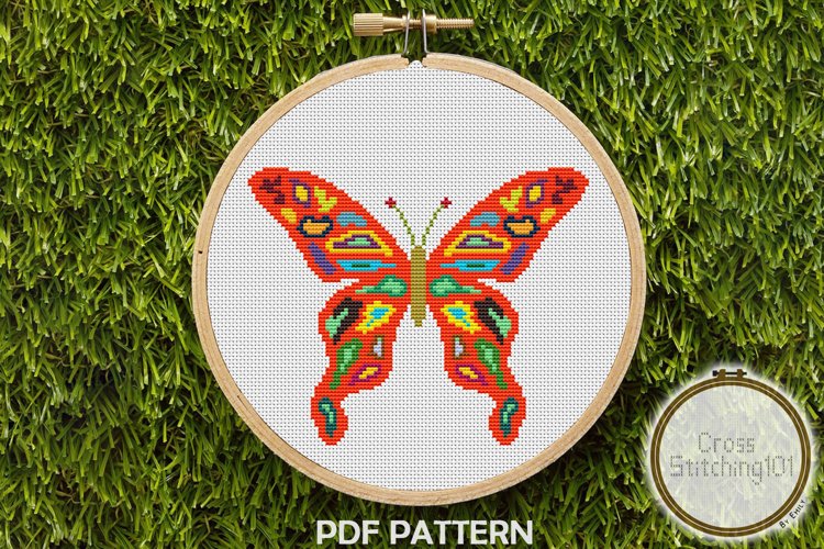 Colorful Butterfly Cross Stitch Pattern - Instant Download example image 1