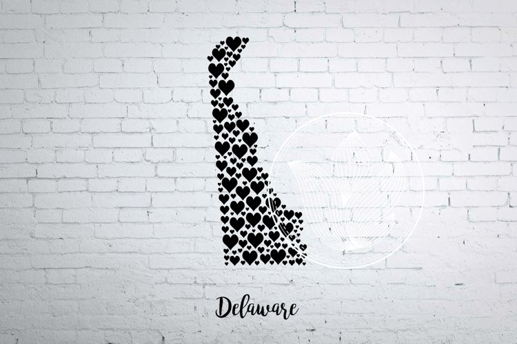 Delaware map with hearts example image 1