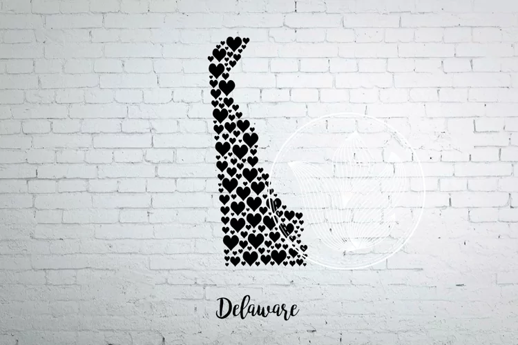 Delaware map with hearts