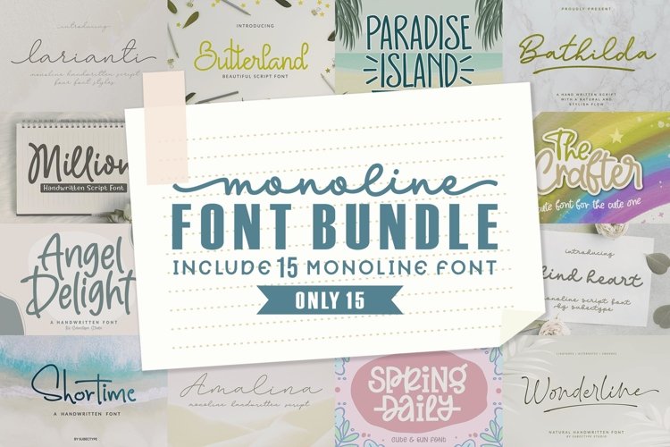 Monoline Font Bundle example image 1