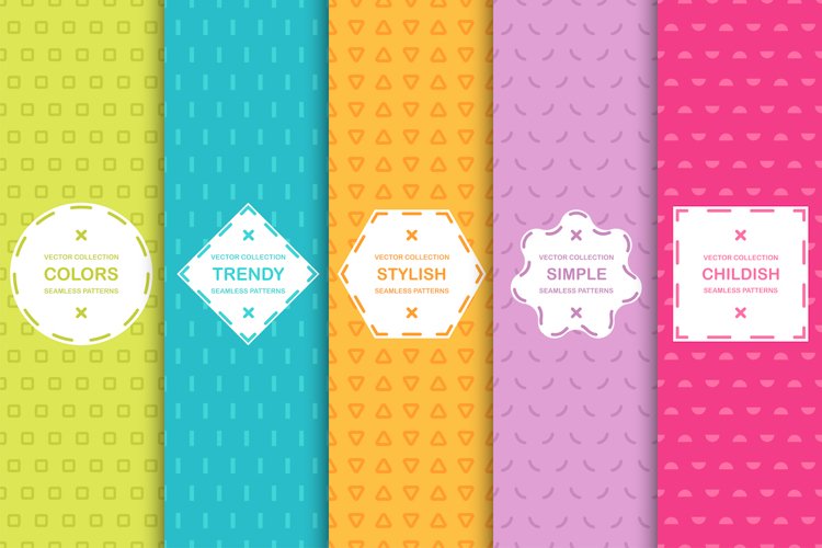 Simple colorful seamless patterns example image 1