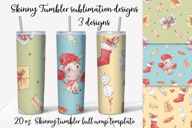 Christmas Cows Skinny tumbler wrap design example image 1