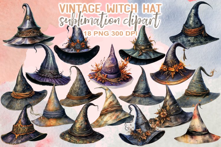 Vintage Witch Hat Sublimation Clipart example image 1