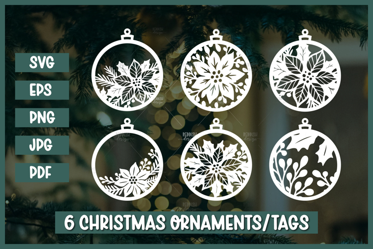 6 Christmas Ornament SVG,Christmas Paper cut SVG
