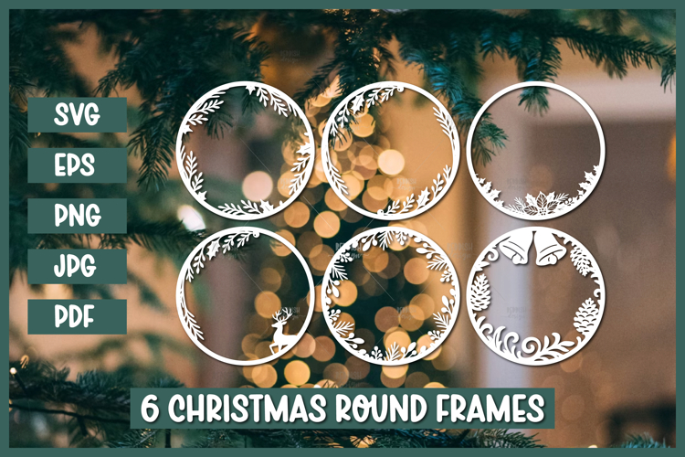 6 Paper Cut Christmas frames, Baby Photo Frame template