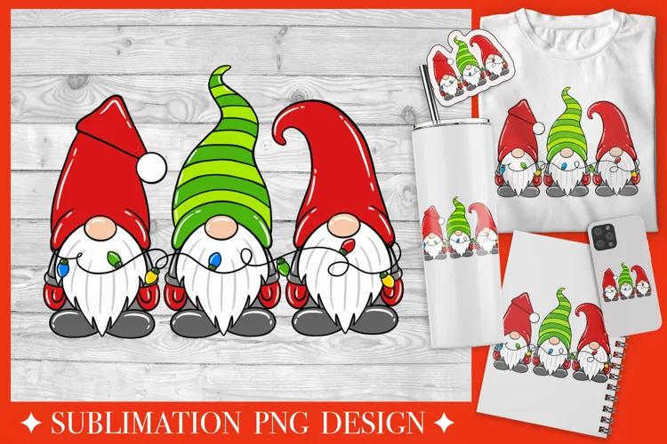 Christmas gnomes sublimation PNG design