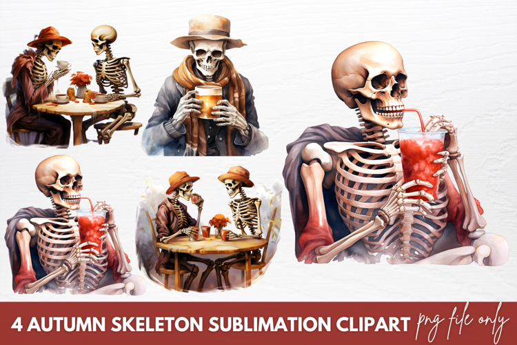 Autumn Skeleton Sublimation Clipart