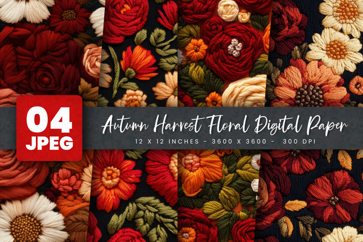 Autumn Harvest Floral Digital Paper