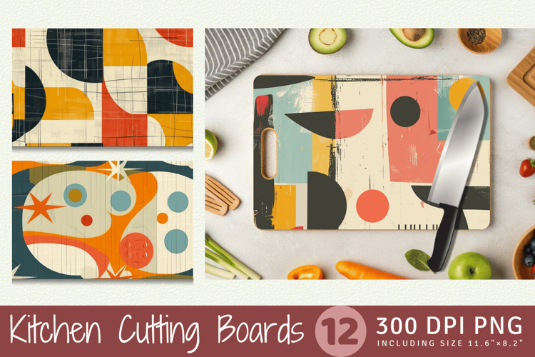 Abstract Mid Century Cutting Boards sublimation Design