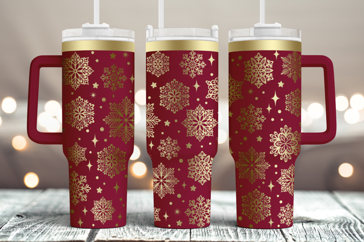 Tumbler laser svg| 40oz Tumbler Christmas Snowflakes wrap