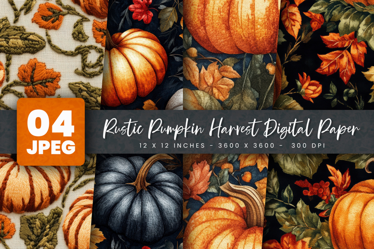 Rustic Pumpkin Harvest Digital Paper