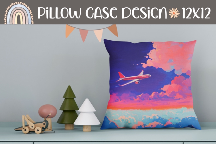 Plane Pillow Design, Neon Clouds Pillow Sublimation