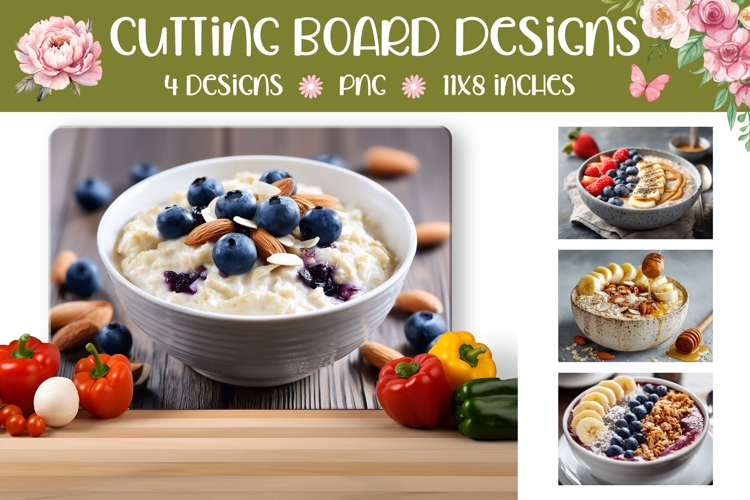 Porridge Cutting Board, Berries PNG, Banana PNG