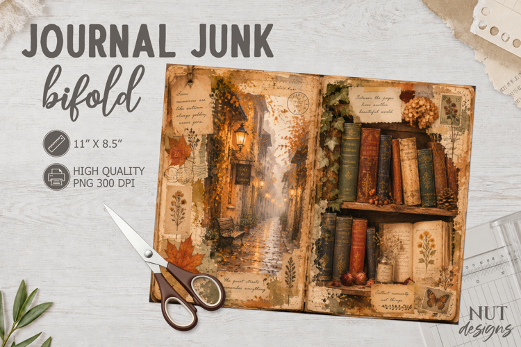 Vintage Paris Junk Journal Bifold sepia aesthetic collage