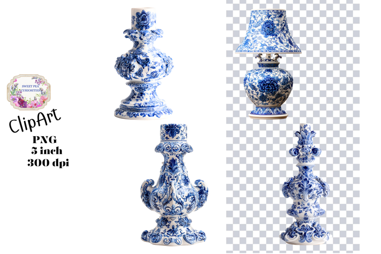 Blue Toile, Ephemera, PNG, Clipart, Junk Journal, flowers