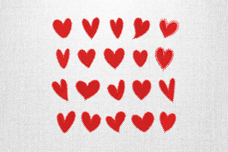 Red Heart Shape Embroidery Design