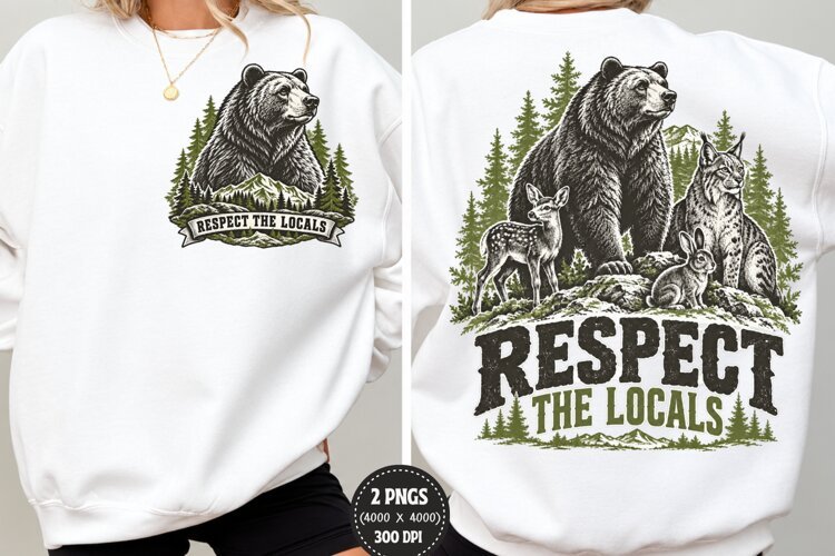 Respect The Locals Front Back PNG, Wildlife Front Back Shirt example image 1