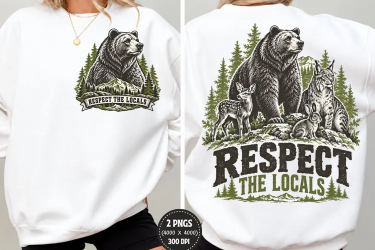 Respect The Locals Front Back PNG, Wildlife Front Back Shirt
