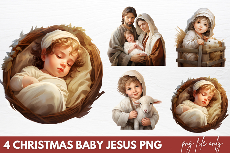 Christmas Baby Jesus Watercolor Clipart PNG