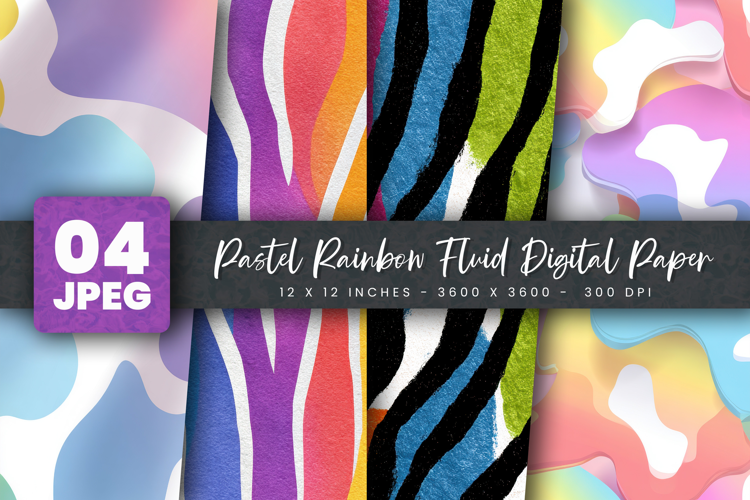 Pastel Rainbow Fluid Digital Paper