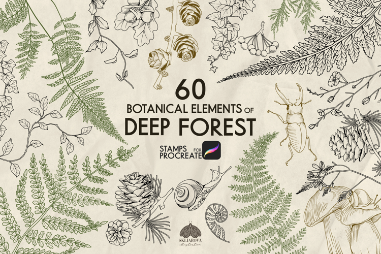 Botanical forest Procreate stamp brushes